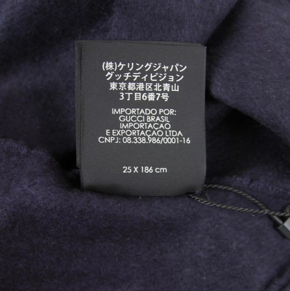 GUCCI Silk/Cashmere "Loved" Sequined Dark Blue Scarf, NWT - Picture 6 of 6